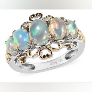 Ethiopian Welo Opal in Vermeil Yellow Gold & Platinum Over Sterling Silver